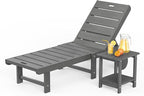 Outdoor Chaise Lounge Chairs with Table, 2-Piece, 26.8” Super Wide Lounge Chair Outdoor, HDPS Pool Chairs with 5 Positions, Patio Lounge Chair with Wheels for Pool,Lawn,Backyard, Dark Gray