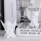 orenm 2 Pack Resin Cherubs White Angel Statue Figurine, Garden Sleeping Cherub Statue Sculpture Indoor Outdoor Home Decoration, Cute Adorable Angle Sculpture Memorial Statue(4" Height) (White)