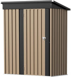 GUNJI 5 x 3 FT Shed Outdoor Storage Shed Metal Garden Shed with Lockable Door Outside Waterproof Tool Shed for Backyard, Patio, Lawn (Brown)