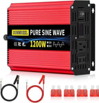 SUNWHEEL 1200W 24V Pure Sine Wave Inverter, 24V DC to 110V/120V AC Power Inverter for RV、Off Grid、Truck、Power Outage with 2 AC outlets and LCD Display