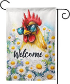 Rooster Garden Flag Vertical Double Sided Outdoor Yard Flags 12.5x18 Inch Burlap Banners for House Lawn