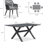PURPLE LEAF 7 Pieces Outdoor Dining Set All-Weather PE Rattan Outdoor Patio Furniture Set with All Aluminum Frame Rectangular Table and Chairs Set for Lawn Garden Backyard Deck, Grey