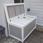 DutchCrafters Poly Waterproof Outdoor Deck Box 200-Gallon Large Deck Box Weatherproof Storage for Pool Decor, Porch Packages, Pool Towel Holder, Holds Up To 10 Cushions - Amish Made in USA (Dark Gray)