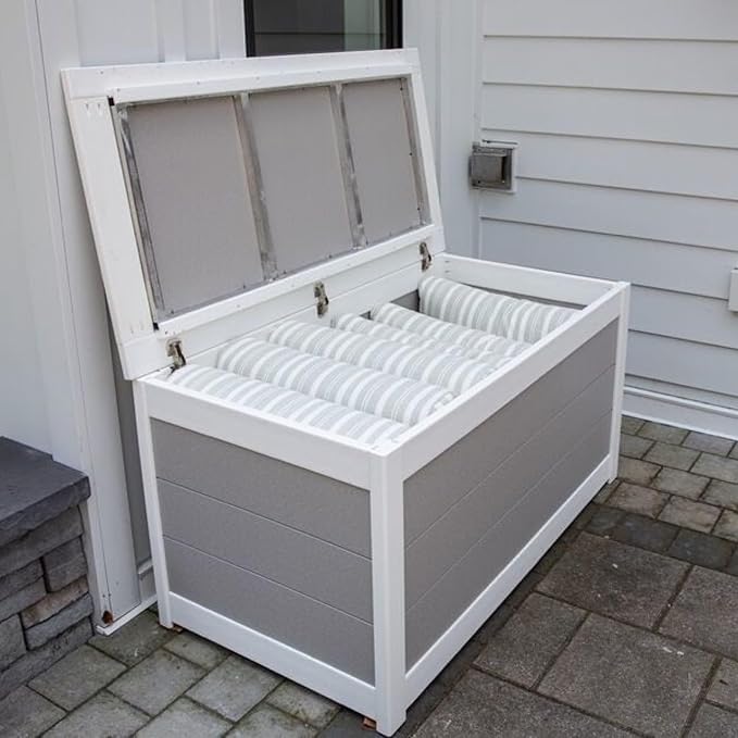 DutchCrafters Poly Waterproof Outdoor Deck Box 200-Gallon Large Deck Box Weatherproof Storage for Pool Decor, Porch Packages, Pool Towel Holder, Holds Up To 10 Cushions - Amish Made in USA (Cedar)
