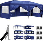 Sundale Outdoor Pop up Canopy with Sidewalls, 10x20 Commercial Foldable Heavy Duty Patio Tent, Waterproof UPF 50+ Tent with Roller Bag for Event, Party, Wedding, Navy