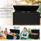 AJP Distributors 180 Gallon Outdoor Storage Box, Rain Waterproof Resin Deck Box, Lockable Large Storage Container for Patio Furniture, Cushions, Garden Tools, Sports Equipment and Pool Supplies Black