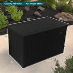 Heavy Duty Storage Box,230 Gallon Black Outdoor Storage Box is Made of Resin for Outdoor, Patio or Indoor Use.