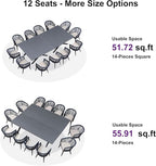 PURPLE LEAF Outdoor Dining Set for 12 All-Weather 14 Pieces Patio Aluminium Dining Large Table and Rope Weave Chairs Included Cushions for Backyard Deck Kitchen Modern Furniture Set Gray and Navy