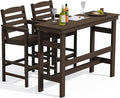 SERWALL Outdoor Bar Table and Chairs Set, Adirondack Bar Chairs Set of 2 and Bar Height Table, All Weather HDPE Outdoor Patio Bar Set, Outdoor Furniture for Outside, Poolside, Backyard, Garden, Coffee