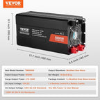 VEVOR Modified Sine Wave Inverter, 5000W, DC 12V to AC 120V Power Inverter with 6 AC Outlets 2 USB Port 1 Type-C Port, LCD Display and Remote Controller for High Load Home Appliances, CE FCC Certified