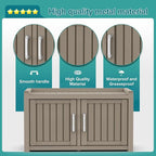 ROJIK Shoe Cabinet Waterproof UV-Resistant,Storage Bench Indoor Outdoor with Adjustable Shelves,for Entryway Bedroom,Hallway,Living Room(Double Door,Grey)
