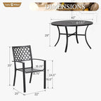Sophia & William Round Patio Table and Chairs Set, Outdoor Dining Set for 4, 5 Piece Metal Patio Furniture, 42" Black Table(Diamond)