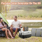 300W Portable Solar Powered Power Station Generator with 60W Panel, 120W 110V Outdoor Solar Power Pack with USB C Input for Home Use RV Van VanLife Power Outage
