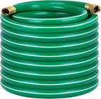 Worth Long Lead-in Green Garden Hose 5/8 in. x 100 ft. -Kink Free, No Leaking, Male/Female Fittings -Heavy Duty Durable Flexible Lightweight Water Pipe -Brass Aluminum Ends for Household & Yard Use