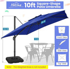 Hotime 10ft Patio Cantilever Umbrella Deck Offset Double Roof Umbrellas,sombrillas de patio Large Rectangular tilt umbrella with 360°Rotation&Heavy-Duty Aluminum Frame,for Poolside Garden,Dark Blue