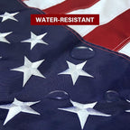 American Flag 10x15 FT Embroidered Stars, Sewn Stripes, Brass Grommets Polyester USA US Flag Long Lasting for Outdoor Use