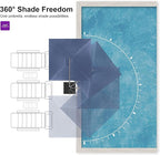 PURPLE LEAF 9 FT Outdoor Umbrella with Base Patio Cantilever Aluminum Umbrella with 3 Years Fade Resistance Recycled Fabric Offset Square with 360-degree Rotation for Deck Pool Garden, Ocean Slate