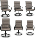 MFSTUDIO 6 Pieces Swivel Patio Dining Chairs, Outdoor Dining Chairs with Padded Textilene Fabric & Sturdy Metal Frame, All Weather Outdoor Sling Furniture Chairs for Deck, Garden and Lawn