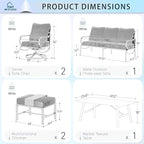 MFSTUDIO 6 Pieces Metal Patio Furniture Sets, 2 Swivel Chair, 1 Deep Seating 3-Seat Sofa, 2 Ottoman & 1 Marbling Coffee Table, All Weather 7 Seats Outdoor Conversation Set for Garden Backyard, Navy