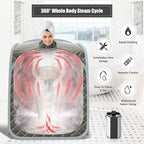 COSTWAY Portable Steam Sauna, 3L Foldable Sauna Spa with Remote Control, 9-Gear Temperature and Timer, Atomization Function, Personal Sauna Tent for Weight Loss, Detox Relaxation at Home (Grey)