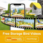 birdsnap® MON - Bird Feeder with Camera, 2K Detachable Video Bird Feeder Live with 32GB Card Fruit Fork, AI Identify Feather Species, Auto Record in Backyard, Ideal Gift for Birds Lover