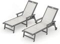 LUE BONA Chaise Lounge Chair Outdoor Set of 2, HDPS and HDPE Wicker Chaise Lounger with 5 Positions, Pool Lounge Chairs with Wheels and Adjustable Backrest for Patio, Poolside, Deck, Backyard