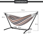 Hammock with Stand for Outside, Heavy Duty Space Saving Steel Stand with 450 lb Capacity, Double Hammock with Portable Carrying Bag, Hamacas Para Adultos for Outdoors, Patio, Garden, Yard