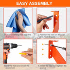 3 in 1 Chainsaw Holder 10" - Heavy Duty Chainsaw Wall Mount, 10 Gauge Steel Chain Saw Hanger for Garage Organization, Hefty Rack Storage Organizer for Chainsaw Accessories and Tools, 180 Lbs Capacity