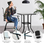 LEVELEVE Patio Bar Set 3pcs Swivel Bar Stools Outdoor Bistro Textilene Furniture Stability All-Weather Set with Height Table (3, Beige Fabric)