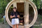 Smartmak Customized Outdoor Barrel Steam Sauna, 2-10 Person Canadian Hemlock/Red Cedar Traditional Wood Sauna Room with 220V ETL-Certified Heater, Backrest Headrest, Rocks, Light Accessories Included
