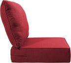Luxury 22x24/22x25 6-Inch Outdoor Cushions - Water Resistant 1 Set Zippered Patio Chair Back&Seat Cushion for Wicker Dining Rocking Swivel Chairs Loveseat Couch Sectional Sofa - Red