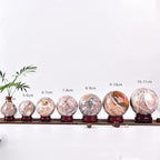 JIC Gem Large Striped Agate Crystal Sphere with Stand Gemstone Decorative Ball for Home Decor Altar Reiki Healing Gift 80-90mm