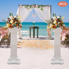 Roman Column Pedestal, Plastic White Columns for Weddings Indoor/Outdoor Roman Pillar Stand for Table Sculptures, Vase, Garden Decor (4PCS, 11.8 x 35.4 Ihch Square)