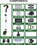 Electric Weed Wacker Cordless with Wheel, Brushless Grass Trimmer with 21V 4.0Ah Battery and Fast Charger, 3 Types of Blades String Trimmer, Weed Eater Battery Powered, Grass Cutter Machine