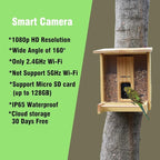 Smart Wooden Bird Feeder with Camera-Solar Power,Bird AI Identifier,1080p HD,5200mAh Battery,3.5L Extra Large,Twin Seed Bins