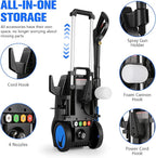 5000PSI 4.0GPM Heavy Duty Power Cleaner with 33 FT Extension Hose, 4 Quick Connect Nozzles and Foam Cannon for Cars/Fences/Driveways/Patios/Home Cleaning, Blue