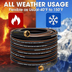 Heavy Duty Garden Hose – 5/8 Inch Flexible, Lightweight Hybrid Hose with 600 PSI Burst Pressure, Swivel Handle, and Durable Copper Male/Female Fittings (Black with hose sprayer, 75FT)