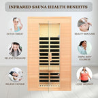 2 Person Infrared Sauna, Low EMF FAR Infrared Sauna for Home, 1500 Watts Canadian Hemlock Indoor Saunas with LED Reading Lamp, LCD Display-Control, Blue-Tooth Audio