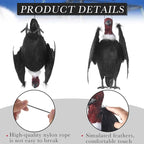 Tenceur 1 Piece Faux Vulture Effigy 18'' Large Fake Vulture Decoys Simulated Full Feathered Realistic Bird Black Hanging Faux Bird Scarecrow for Yard Roofs Trees Garden