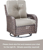 Pop 22x25/22x24 Outdoor Replacement Cushions - 1 Set High Back Deep Seat Patio Furniture Cushion for Wicker Dining Swivel Rocking Chairs Rattan Loveseat Couch Sectional Sofa - Beige/Button