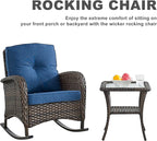 HUMMUH 5-Piece Outdoor Patio Furniture PE Wicker Patio Conversation Set,All-Weather Outdoor Rocking Chairs with Patio Couch Tables for Backyard,Poolside,Deck