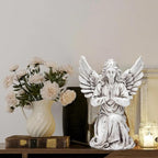 Praying Angel Garden Statue – Outdoor Kneeling Angel Figurine for Yard, Patio, Memorial Decor, Resin Sculpture, Housewarming Ornament Present