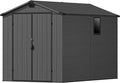 Devoko 6x10 FT Plastic Outdoor Storage Shed - Lockable Resin Tool Shed with Window & Floor - Easy Assembly for Garden, Backyard, Deep Gray