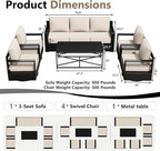 Outdoor Patio Furniture Set, 6-Piece Aluminum Patio Conversation Set All-Weather Metal Outdoor Sectional with 6 Inch Thick Cushions, Deep Setting for Garden, Outside and Porch