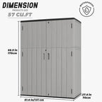 Vertical Storage Sheds with Floor, Sheds & Outdoor Storage Cabinet Waterproof for Garage Storage, Pool Storage, Bike Shed, Garden Shed 57Cu.ft Light Gray