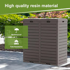 62 Gallon Outdoor Trash Can with Tiered Lid and Drip Tray,Waterproof Resin Waste Bin Indoor,Durable,Stylish,Lightweight Garbage Bin for Patio,Kitchen,Backyard and Office(Grey)