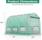 Walk-in Greenhouse 10×7×7FT, Outdoor Tunnel Greenhouse, Large Plant Hoop House for Outside, Hot House for Winter with 6 Ventilated Mesh Windows, Galvanized Steel Frame (Green, 10×7×7FT)