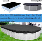 Pool Cover 100’ Cable & Winch - Pool Cover Cable and Ratchet for Securing Above Ground Swimming Pool Covers