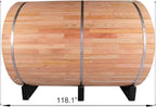 ZONEMEL Outdoor Barrel Steam Sauna, Canadian Red Cedar Sauna Room for 10-12 Person with 9KW ETL TOULE Heater, Volcanic Stones, Asphalt Shingles,Canopy Porch, 8mm Tempered Glass, 220V