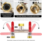 Garden Hose Splitter, 3/4” Rust and Freeze Resistant Outdoor Hose Manifold with 2 Red Extra Long Handles Faucet Adapter-Heavy Duty Brass Nickel Plated 2-Way Valve